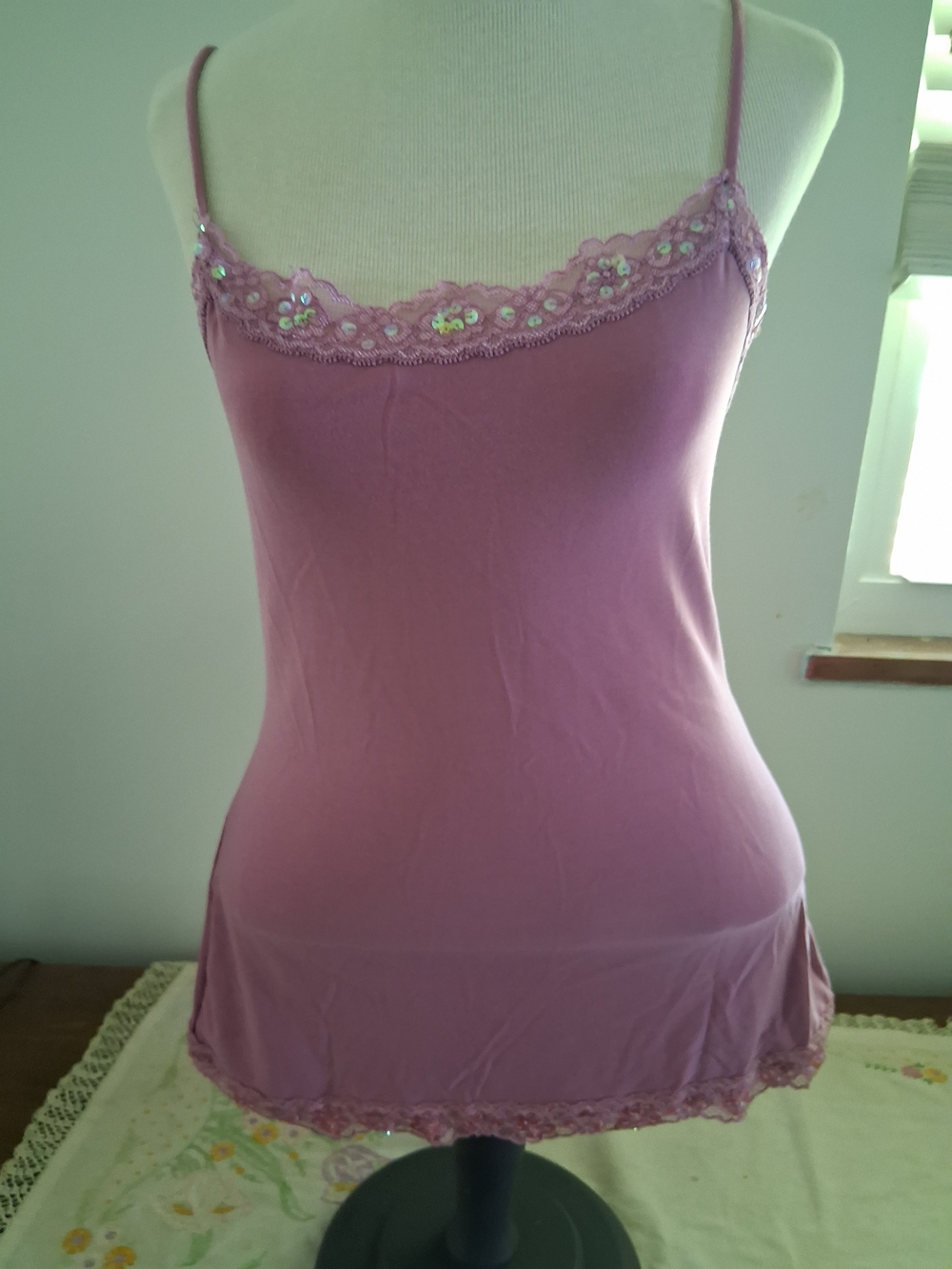 Wrapper Lilac Lace-Trim Camisole with Sequin Detail